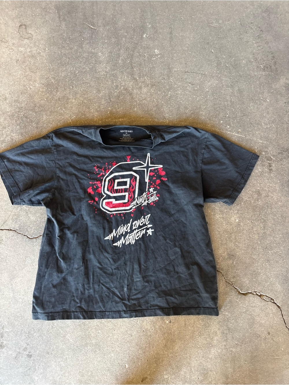 Ninth Hall Black Short Sleeve Graphic Tee with Red Number 9